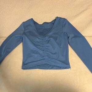 Blue, cropped, workout top